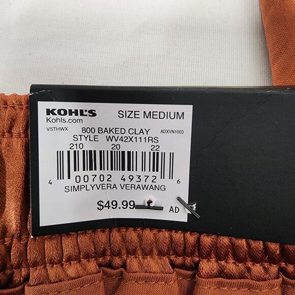 Simply Vera Wang Women Wide Leg Palazzo Cropped Culotte Pants Pleated Silky Med - Picture 8 of 11